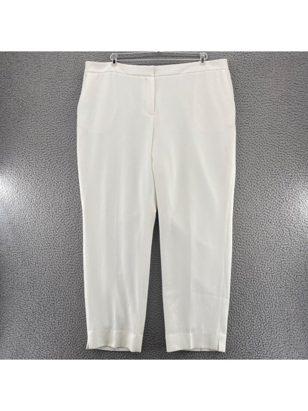 Kasper Pants Womens 18 Plus White Tapered Textured Pockets Office Career Work